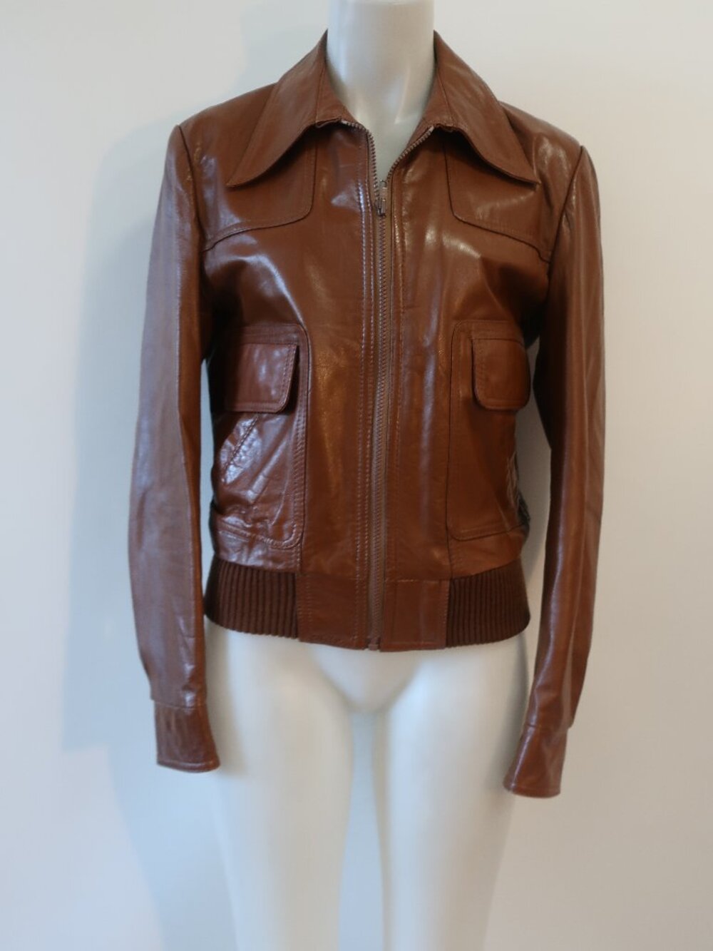 Womens Golden State Brown Genuine Leather Jacket 36/US S